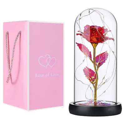 $20.99 • Buy Crystal Galaxy Rose In The Glass Dome Mother's Day Birthday Xmas Adult Kid Gift