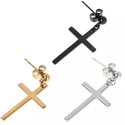 Ball Cross Stud Earrings Stainless Steel Kpop Anime Punk Korean Dangle Drop • $12.79