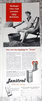1953 Janitrol Vintage Print Ad Heating Furnace Surface Woman Broken Rake Leaves • $5.04