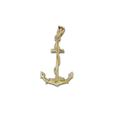 14K Yellow Gold Anchor Pendant - Mariner Nautical Rope Necklace Charm Men Women • $166.35
