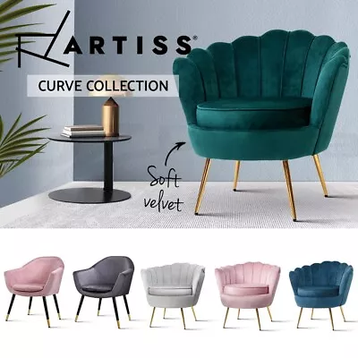 $201.96 • Buy Artiss Armchair Lounge Chair Accent Armchairs Retro Single Sofa Velvet Seat