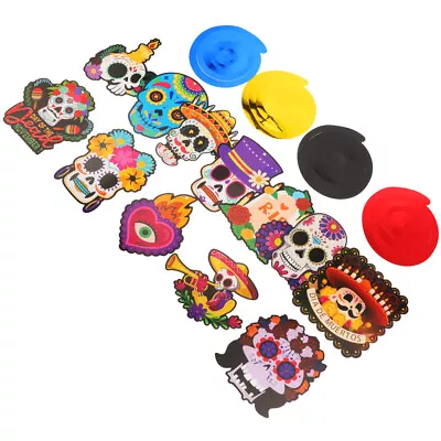  12 Pcs Paper Mexican Day Of The Dead Spiral Card Halloween Hanging Decorations • £7.65