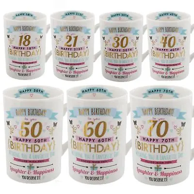 £7.95 • Buy Signography Pink & Gold Gift Boxed Range Birthday Mug - Choose Age