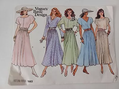 VOGUE BASIC DESIGN #1883 - Dress Pattern With Variations SZ 8-10-12 Uncut • $11.98