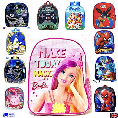Boys Girls Kids Backpack Junior Toddlers Character Rucksack School Lunch Bag • £7.99