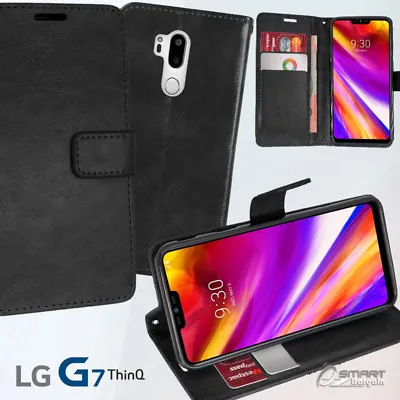 Black Wallet Flip Leather Card Slot Stand Case Cover For LG G7 ThinQ • £4.37