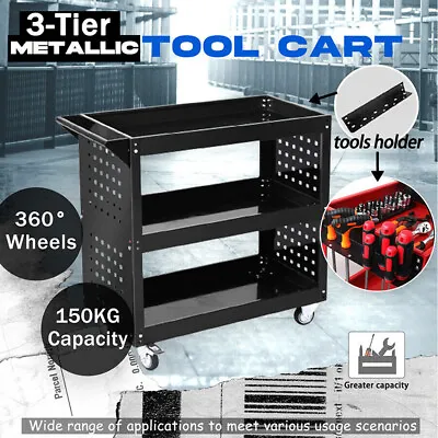 $58.14 • Buy 3-Tier Tool Cart Parts Storage Tool Trolley Mechanic Handyman Heavy Duty Steel