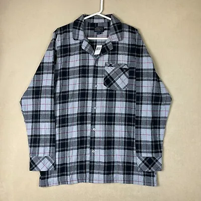 Pendleton Shirt Mens Large Gray Black Plaid Pajamas Top Long Sleeve Adult NWT • $34.99