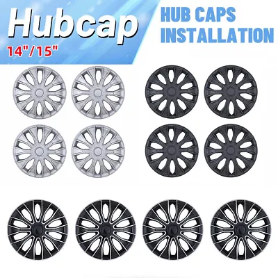 14 /15  Set Of 4  Universal Wheel Rim Cover Hubcaps Snap On Car Truck SUV R14/15 • $40.99