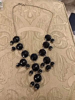 J. Crew Necklace Bubble Statement Black Costume Signed Jewelry Gold Tone • $10