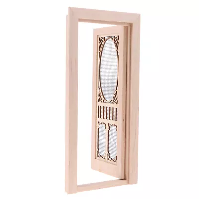 1:12 Scale Mini Wooden External Door Vintage Style Hollow Screen Door Unpainted • $21.66