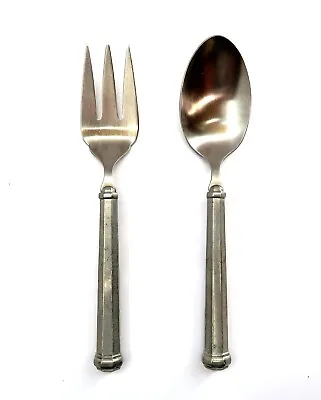 Vintage Gorham OCTETTE Pewter Serving Fork And Spoon 8 1/4  Long ~ Nice Lot • $34.99