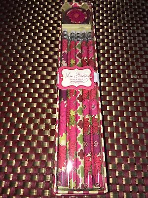 NEW! Vera Bradley Pencil Box Set Red Pink Green 10 Pencils And Sharpener Floral. • $9
