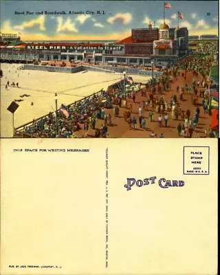 Steel Pier And Boardwalk Atlantic City New Jersey NJ 1940s • $1.89