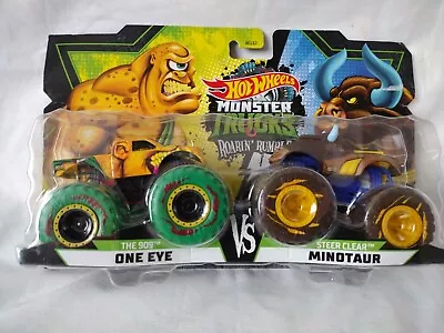 Hot Wheels Monster Trucks Roarin'Rumble 1:64 Scale Double Pack ONE EYE-MINOTAUR  • £29.99