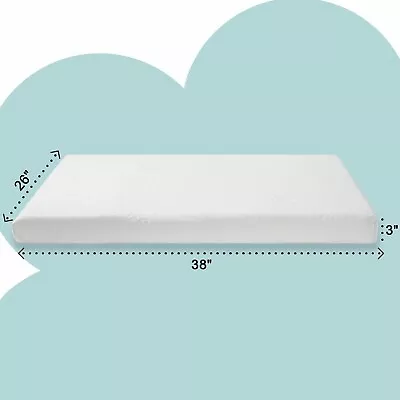 Flat Crib Mattress Pads Memory Foam Baby Play Yard Mattress 38x26x3  With Cover • $30.98