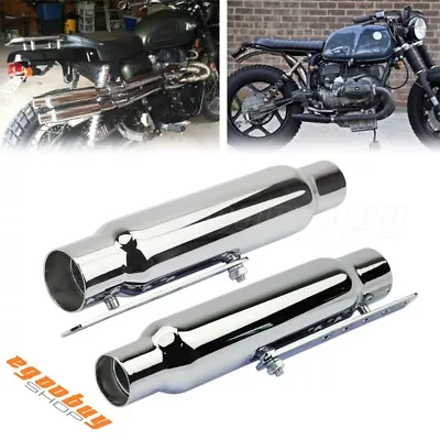 12  Chrome Shorty Motorcycle Muffler Exhaust Pipe For Cafe Racer Bobber Chopper • $135.81