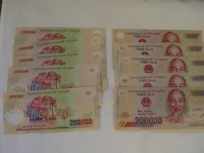 Vietnam Dong 2 Million (10 X 200000) Polymer Circulated Notes • $180