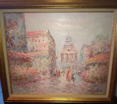 Marie Charlot Original Oil On Canvas Painting Of Impressionistic Paris Street • $100