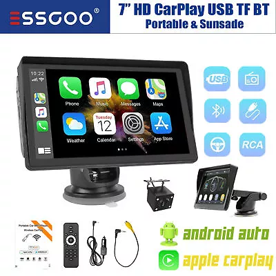 7 Inch Portable Car Stereo Radio Apple Carplay/Android Auto HD Screen BT USB+CAM • $50.17