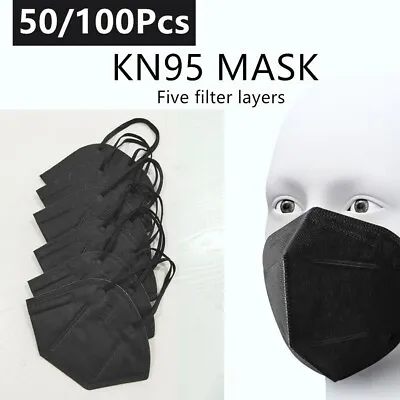 50/100 Pcs Black KN95 Face Mask 5 Layers Cover Protection Respirator Masks KN95 • $6.30