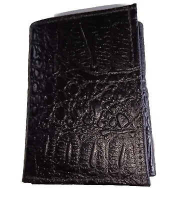 Men's Croco Genuine Leather Trifold WalletBlack • $21.59