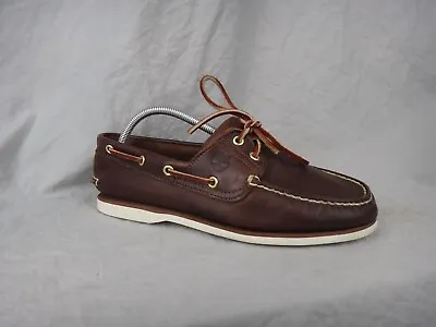 Timberland Boat Deck Shoes Mens 9 Brown Classic Leather Sailing Yachting Casual • £39.99