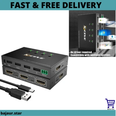 KVM Switch HDMI KVM Switch 4 Port 4 In 1 Out USB Switch For 4 Computers Share O • $72.99