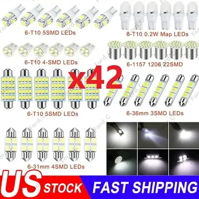 42PC Car Interior Combo LED Map Dome Door Trunk License Plate Light Bulbs White • $5.69