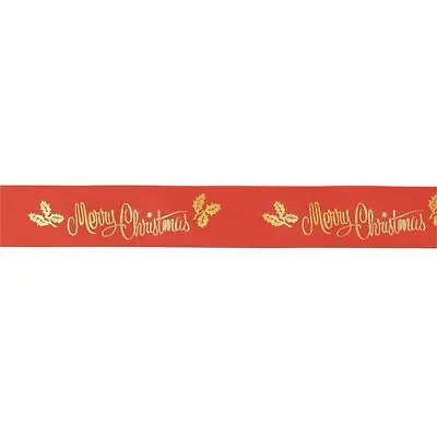 £1.49 • Buy Red Gold Merry Christmas Ribbon 24mm X 1m Cake Xmas Gift Trim Present Wrap