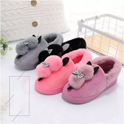 Home Slippers Women Indoor Shoes Rabbit Plush Slip On Winter Warm Bunny Soft • $18.78