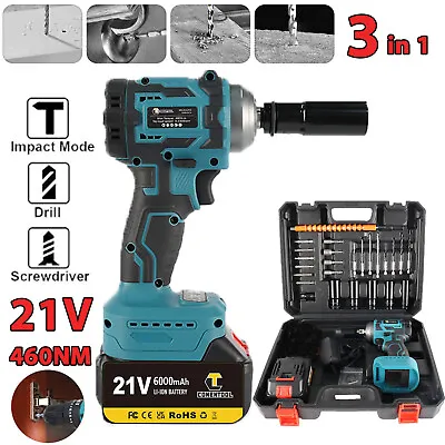 21V Cordless Impact Wrench Set Electric Driver Ratchet Rattle Nut Gun For Makita • £51.99