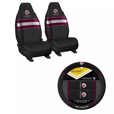 MANLY SEA EAGLES NRL Official Seat Covers And Steering Wheel Cover Combo New • $135