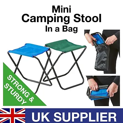 £9.95 • Buy EASY CARRY Mini Folding Camping Stool Fishing Picnic Travel Beach Bag -UK 