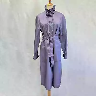 The Totes Vintage 80s Purple Nylon Lightweight Long Belted Trench Coat Size 8 • $65