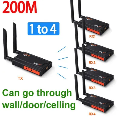 200M Wireless Video Transmitter Receiver HDMI Extender Splitter PC To TV Monitor • $59.49