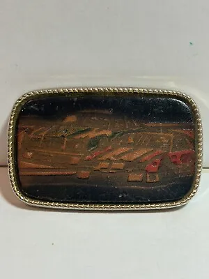 Vintage USA Made Painted Leather Race Muscle Cars Men’s Belt Buckle NASCAR Indy • $17.99