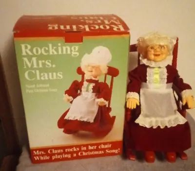 Gemmy Rocking Mrs Claus Christmas Animated 1991 Vintage With Box TESTED Clap Act • $39