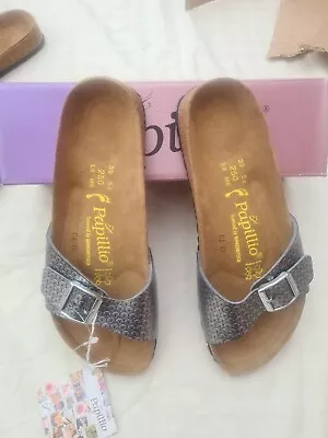 £39.99 • Buy NEW Papillio Madrid By Birkenstock Footbed Sandals UK6 Eu39 Silver Slip On