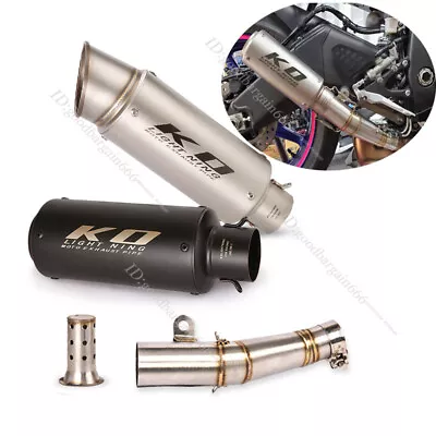 For Yamaha YZF R6 2006-2023 Mid Exhaust Link Pipe Slip On 61mm Muffler Silencers • $153