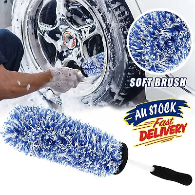 Microfiber Wheel Brush Tyre Rim Detailing Cleaning Brush Auto Cars Motorcycles • $17.95