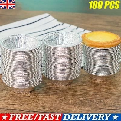 £8.68 • Buy 100*Egg Tart Mold Disposable Foil Trays Muffin Cases Egg Tart Tins Mince Pie Set