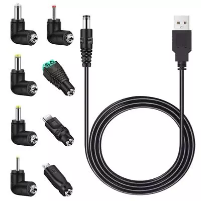 Universal 5V DC Power Cable USB To DC 5.5x2.1mm Charging Cord Plug With 8 Co... • $10.71