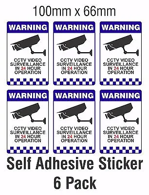 6 PACK Warning CCTV Security Surveillance Camera Decal Sticker Sign 66mmx100mm • $4.03