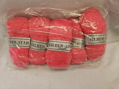 Lot Of 5 Skeins Of Dark Pink  Silber-star  Courtelle Yarn - New In Package!! • $2.25