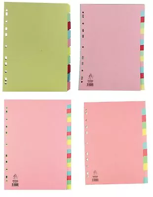 A4 File Dividers Manilla Multicoloured CardBoard Folder Index 5/10/12/15/20 Part • £2.45