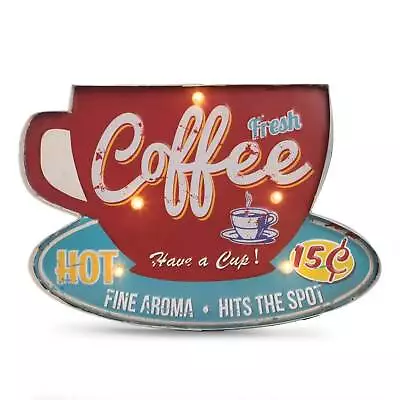 Vintage Old Fashioned Retro COFFEE Sign Metal Wall Plaque Lighted Cafe Marquee • $61.60