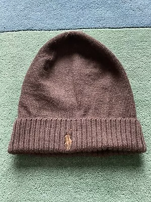 Polo Ralph Lauren Beanie Hat Merino Wool  Brown With Embroidered Pony  • £7.50