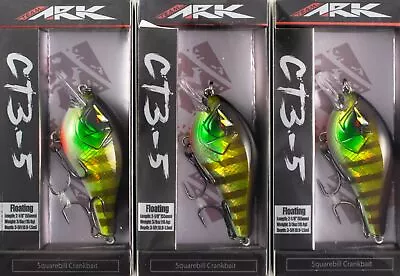 *lot Of 3* Team Ark Squarebill Ct35 Crankbait 3/8oz Ct3-5-18 Green Gill Bm1226 • $5.50