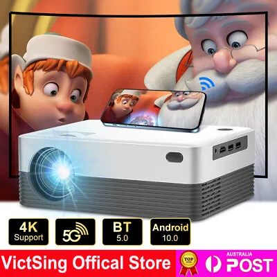 $131.99 • Buy 4K 5G WiFi Bluetooth Android Projector 1080P 3D LED Home Theater Cinema HDMI USB